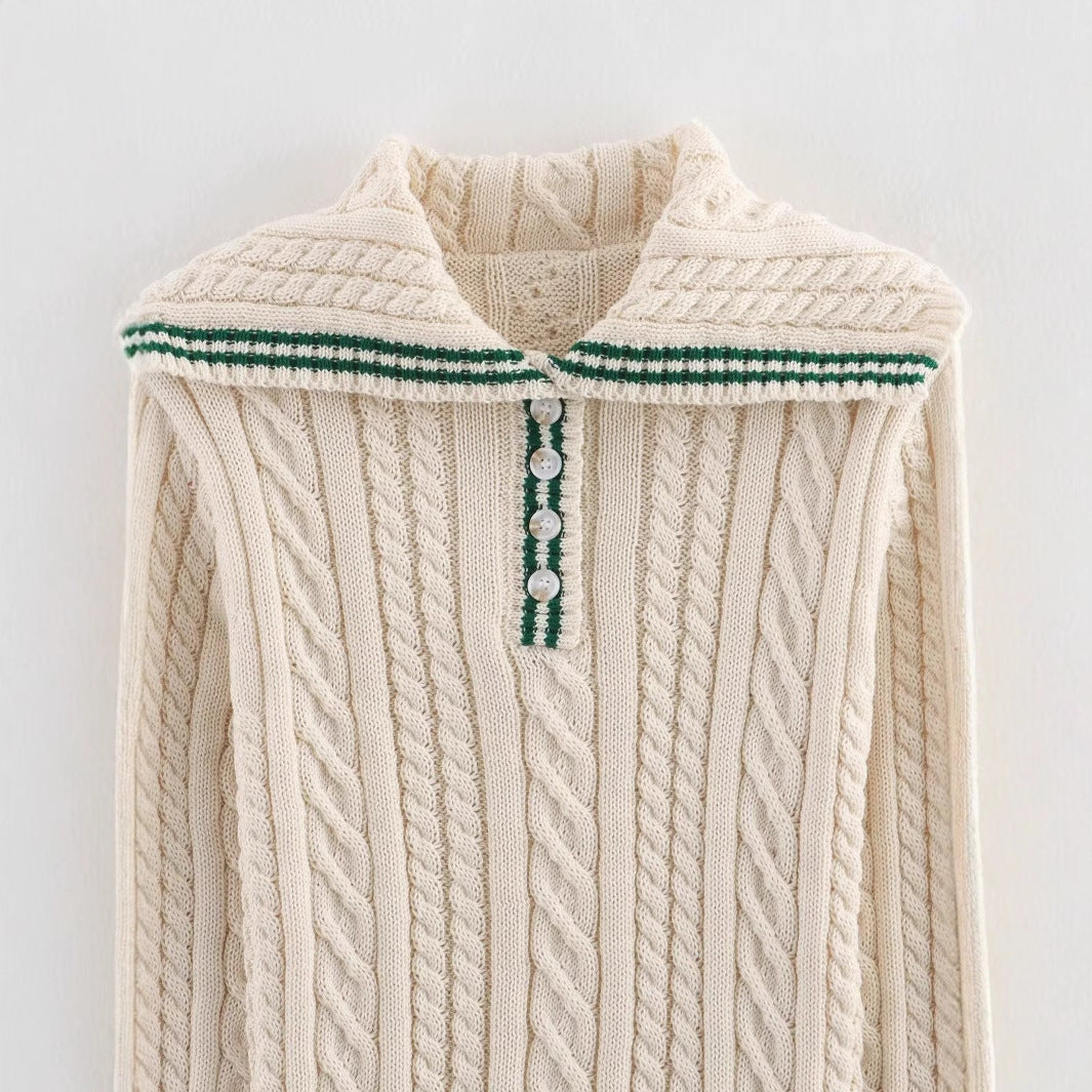 Damen Strickpullover Klassischer Stehkragen Zopfmuster