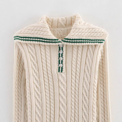 Damen Strickpullover Klassischer Stehkragen Zopfmuster