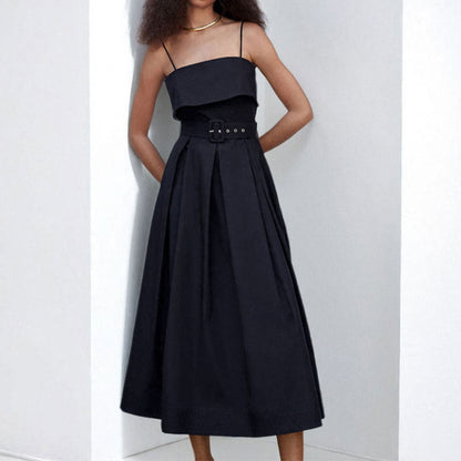Damen Maxikleid Schulterfrei mit Bindegürtel Elegant