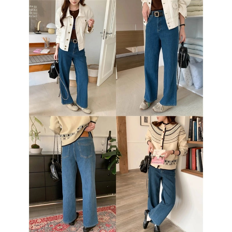 Damen High-Waist Jeans Weites Bein Norvielle