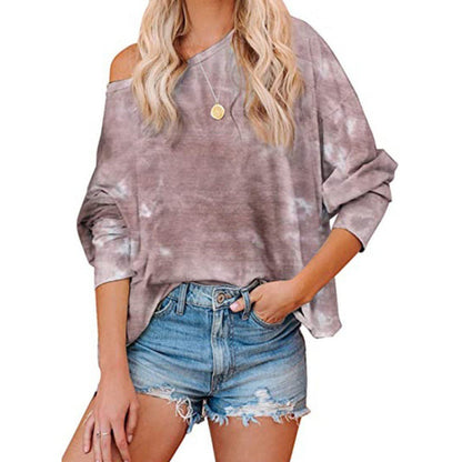 Damen Batikbluse Lockere Asymmetrisch Norvielle