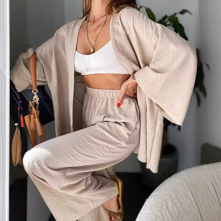 Damen Lounge-Set Weite Ärmel Elastischer Bund Norvielle