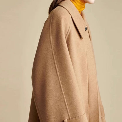 Damen Oversized Wollmantel Moderner Kragen