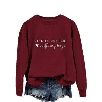 Damen Rundhals-Sweater mit Aufdruck Norvielle