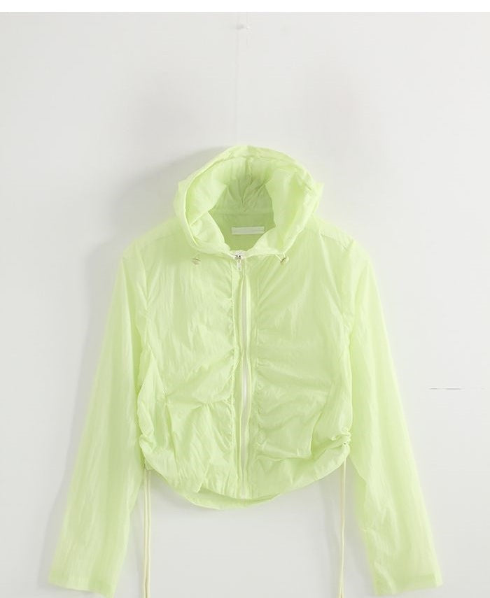 Damen Cropped Jacke atmungsaktives Material verstellbarer Bund