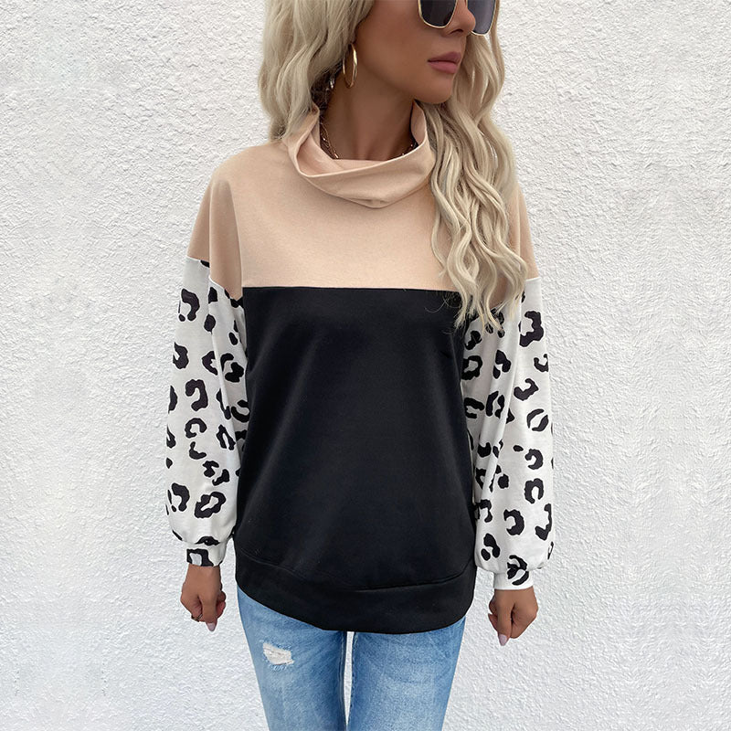 Damen Sweatpullover Animalprint Hoher Kragen Norvielle