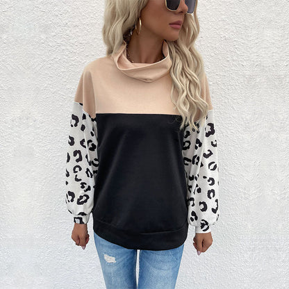 Damen Sweatpullover Animalprint Hoher Kragen Norvielle