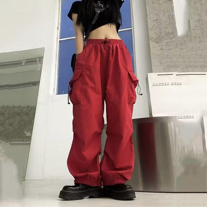 Damen Cargo-Hose Weites Bein Praktische Taschen