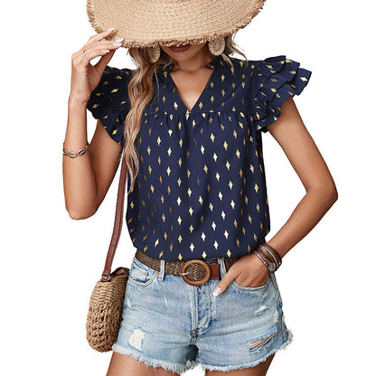 Damen Bluse Voluminöse Rüschen Diamantmuster Norvielle