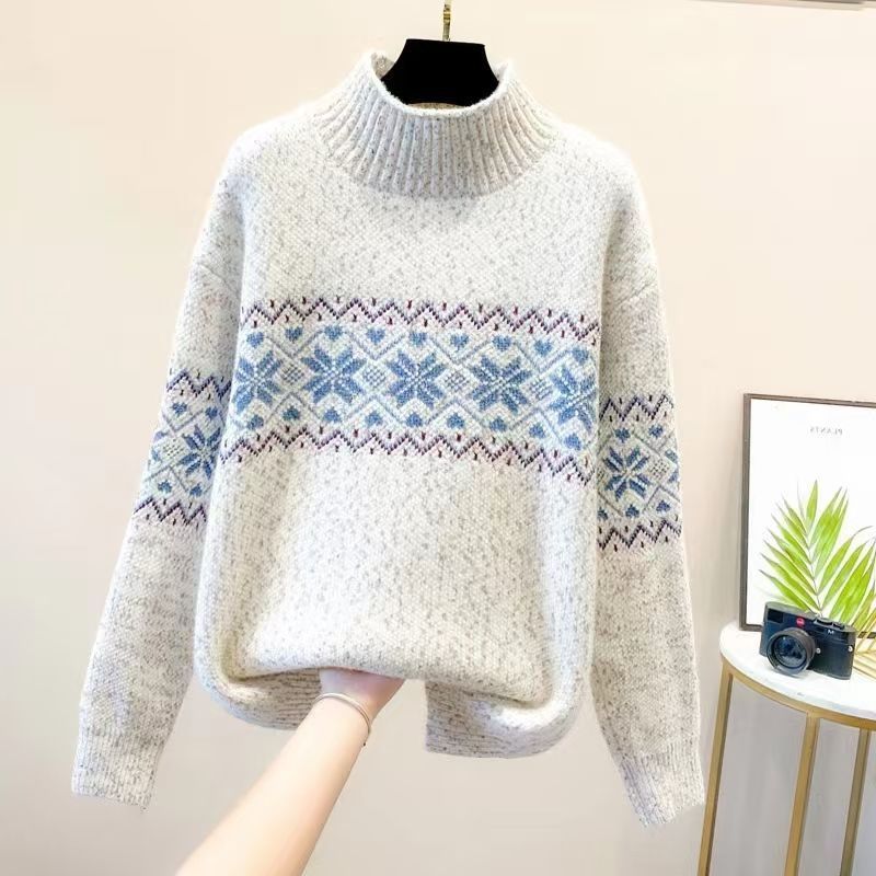 Damen Rollkragenpullover Nordisches Muster Norvielle