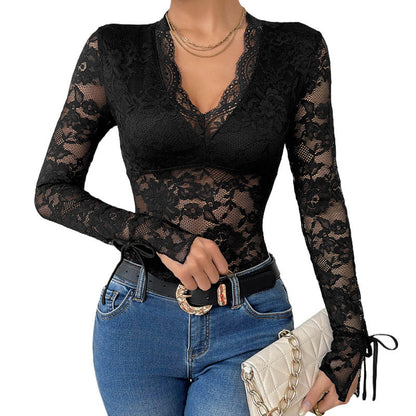 Damen Spitzenbody mit Schnürdetails