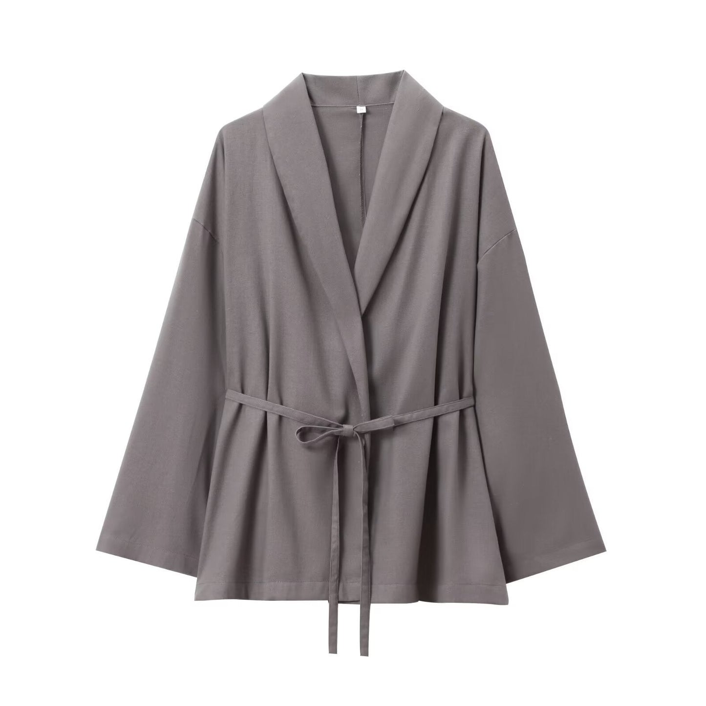 Damen Zweiteiler Set mit Bindegürtel und weite Hose Modern