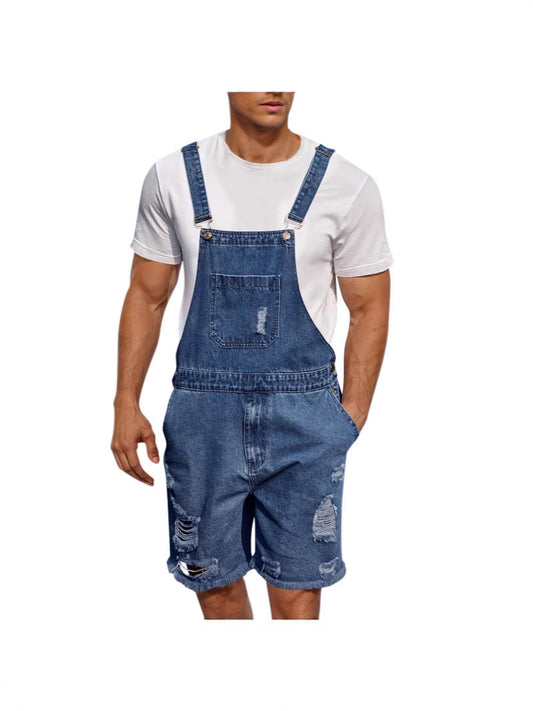 Herren Latzhose Denim Distressed Blau - Norvielle