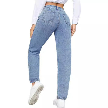 Damen High-Waist Boyfriend Jeans Klassischer Schnitt