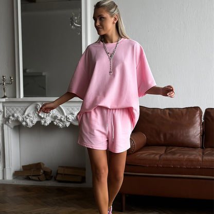 Damen Zweiteiler-Set Oversized T-Shirt und Shorts Norvielle