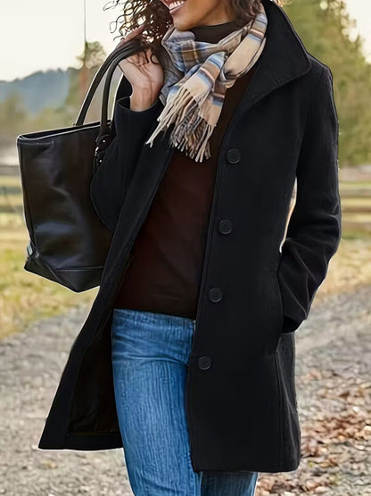 Damen Wollmantel Modern Kragen Praktische Taschen