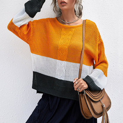 Damen Strickpullover Lässig Weit Blockstreifen Norvielle - Norvielle