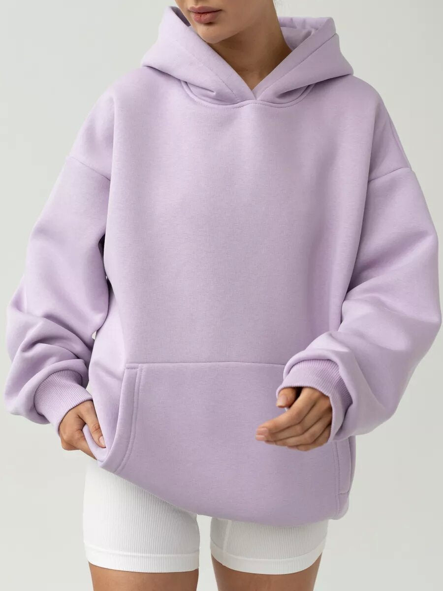 Damen Oversize Kapuzenpullover Baumwollmix