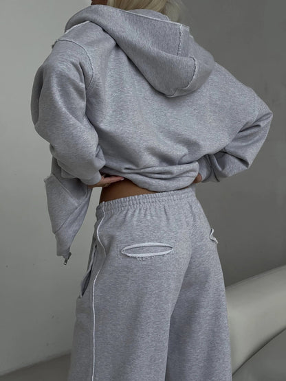Damen Oversized Sweatshirt aus Baumwolle Bequem Grau