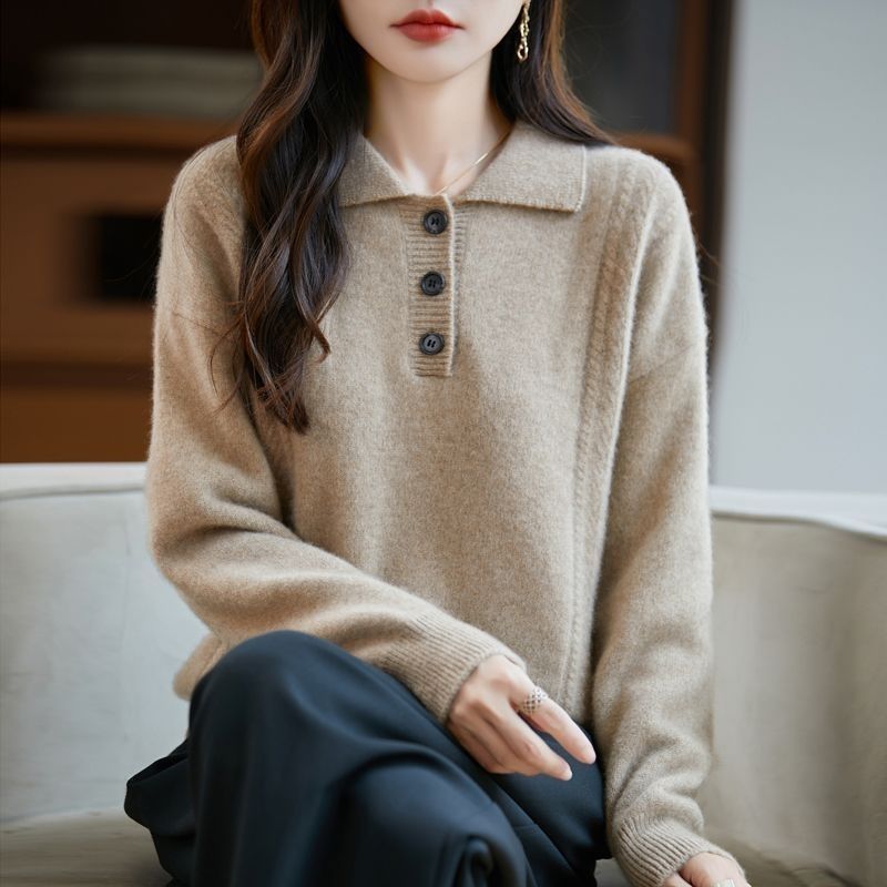 Damen Pullover mit Knopfleiste Norvielle