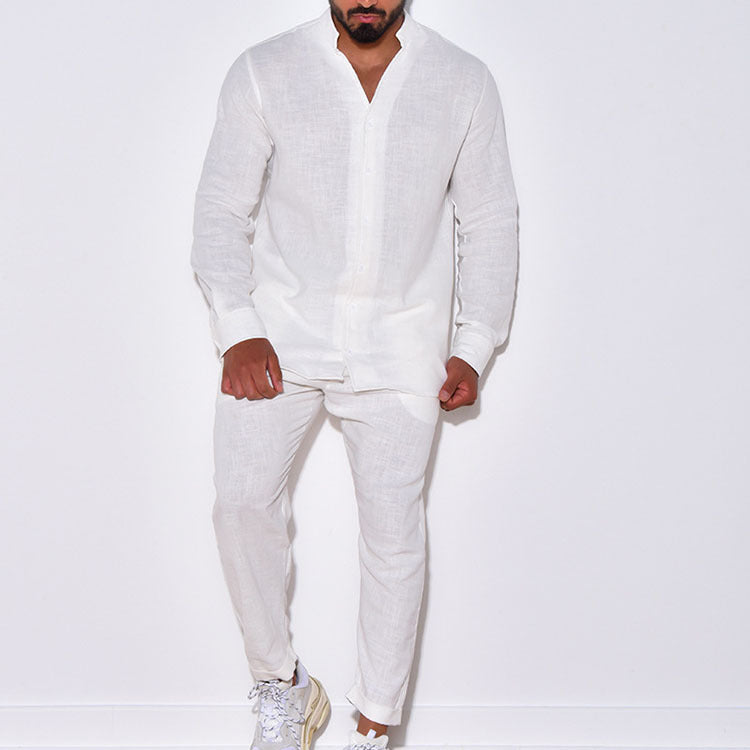 Herren Leinenanzug Luftig Beige Norvielle
