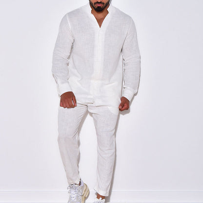 Herren Leinenanzug Luftig Beige Norvielle
