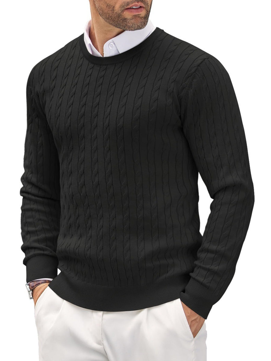Herren Strickpullover Slim Fit Zopfstrick Komfort Schwarz - Norvielle