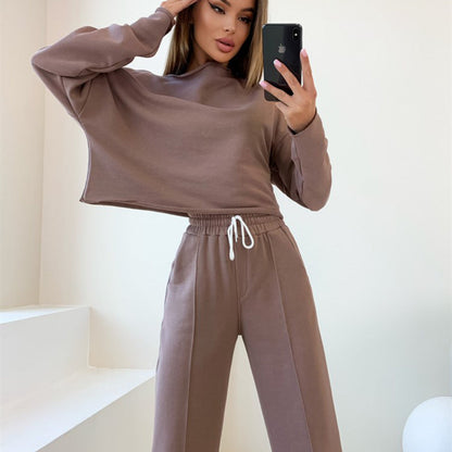 Damen Cropped Sweatshirt und Loungehose Norvielle