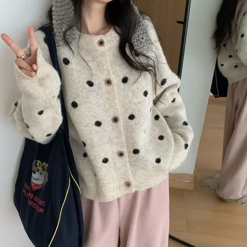 Damen Strickpullover Kuschelig Punktmuster Norvielle