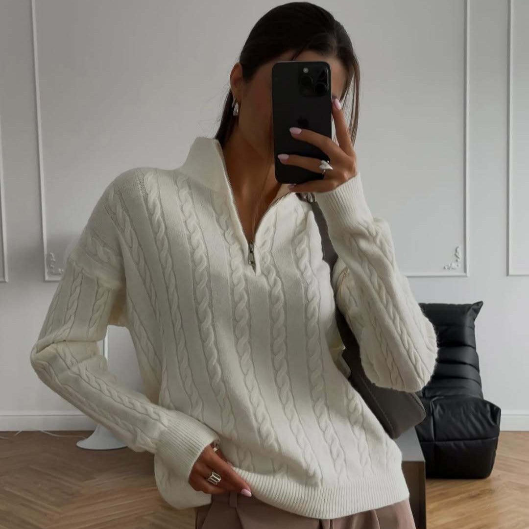 Damen Strickpullover Hochgeschlossener Kragen Norvielle
