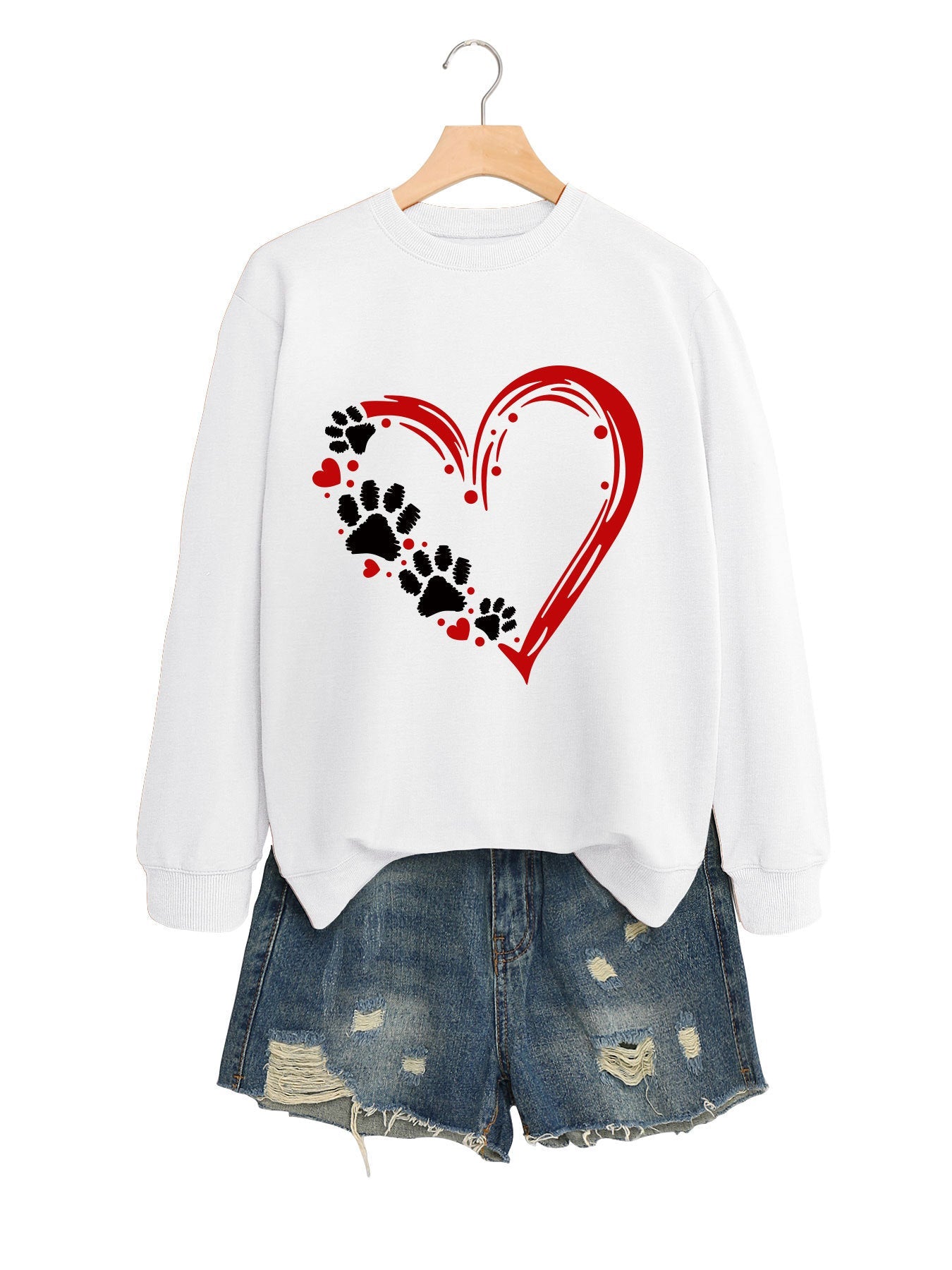 Damen Sweatshirt Herz Pfotendesign Norvielle