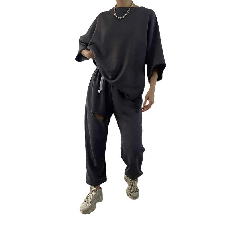 Damen Lounge-Set Kuschelig Weites Oberteil Jogginghose Norvielle