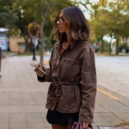 Damen Modische Jacke mit Gürtel Norvielle