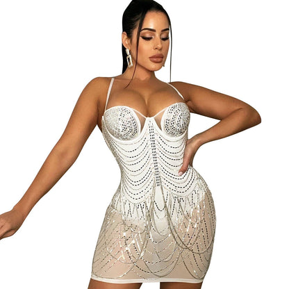 Strassverziertes Damen Minikleid Glitzernd