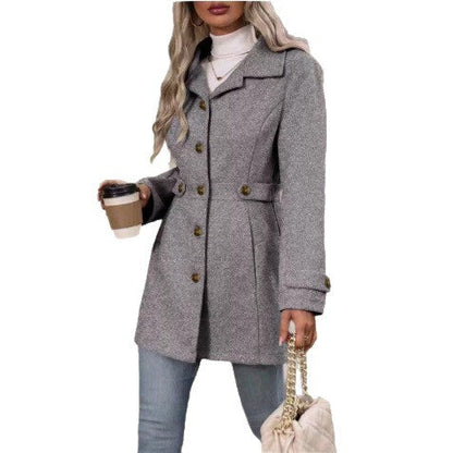 Damen Trenchcoat Tailliert Knopfdetails Beige