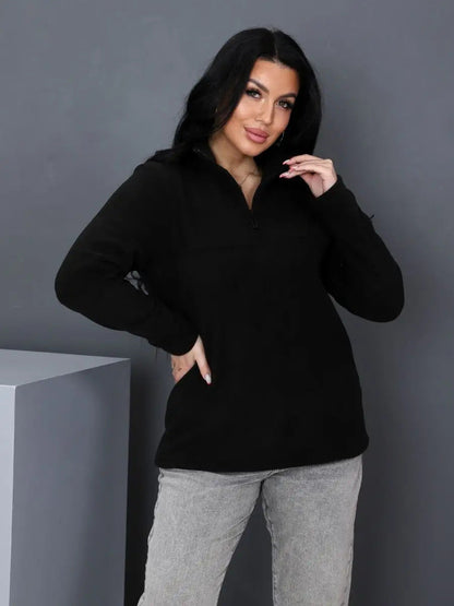 Damen Fleece Pullover Stehkragen Halbzipp Norvielle