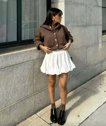 Damen Strickjacke Knöpfe Kontrast Norvielle