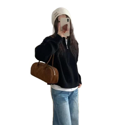 Damen Pullover Halb-Reißverschluss Norvielle