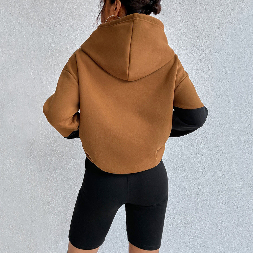 Damen Oversized Kapuzenpullover Farbblock-Design