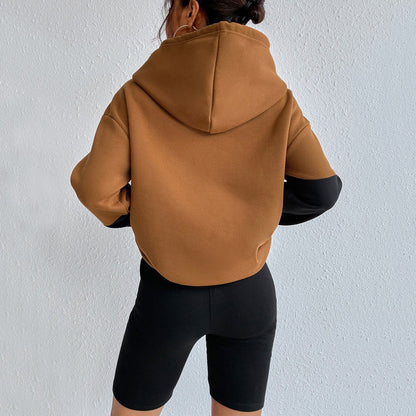 Damen Oversized Kapuzenpullover Farbblock-Design
