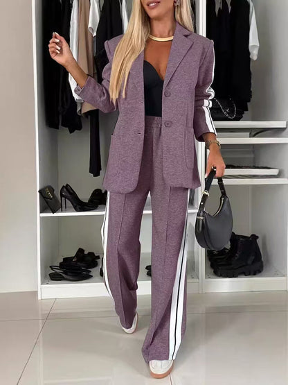 Damen Blazer-Anzug Sportlich Mit Streifen Norvielle
