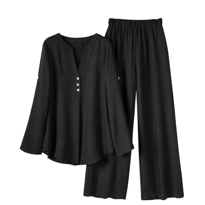 Damen Zweiteiler Set Knopfdetails Norvielle