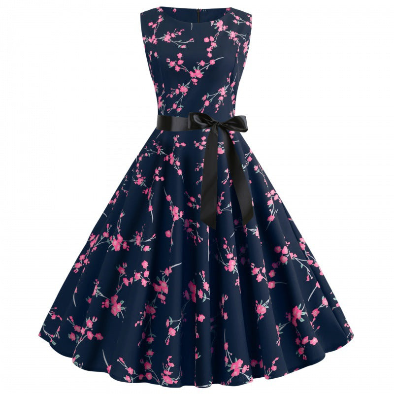 Damen Midi-Kleid Florales Spitzenmuster Taillengürtel Norvielle