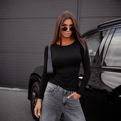 Damen Longsleeve-Oberteil Figurbetont Norvielle