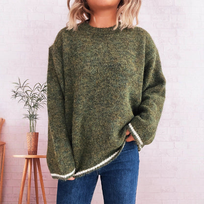 Damen Strickpullover Weiches Material Lässiger Schnitt Beige - Norvielle