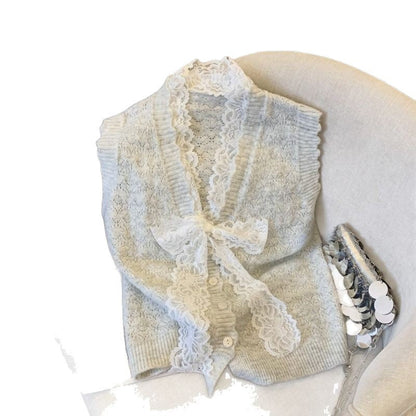 Damen Strickweste Rüschendetails Norvielle