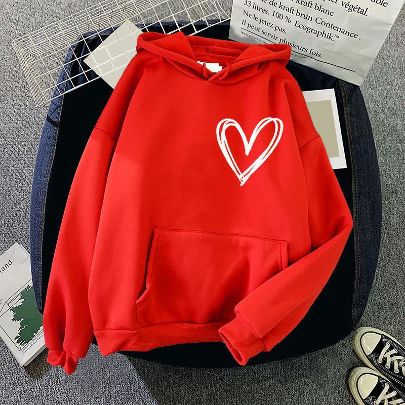 Damen Kapuzenpullover Herzmotiv Norvielle