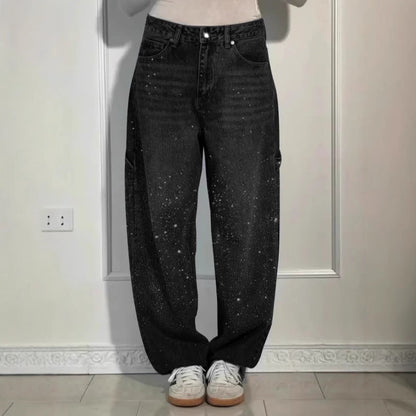 Damen Baggy-Jeans Glitzer Effekt Norvielle