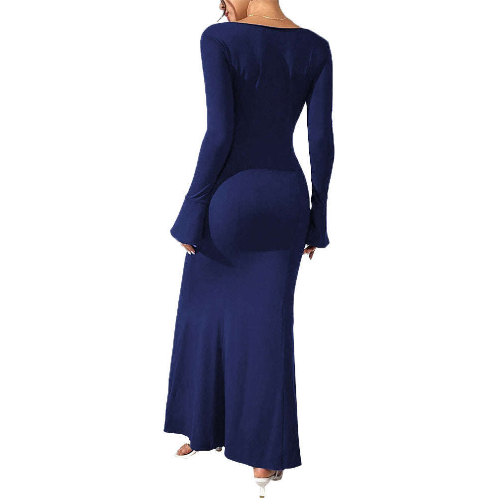 Damen Maxikleid V-Ausschnitt Fließend Norvielle