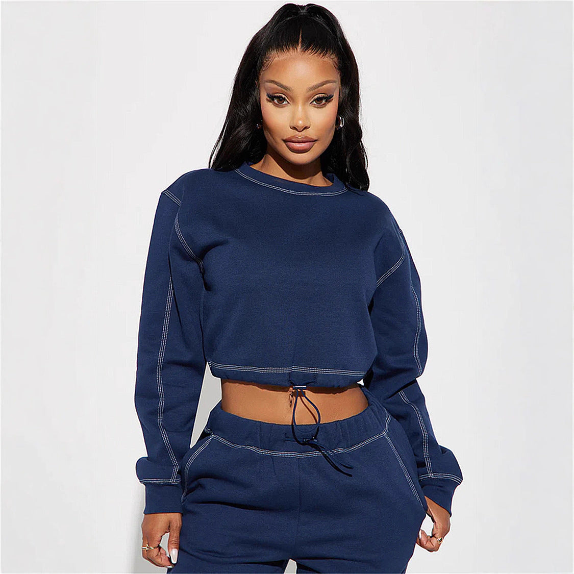 Damen Cropped Hoodie Hochkragen Norvielle